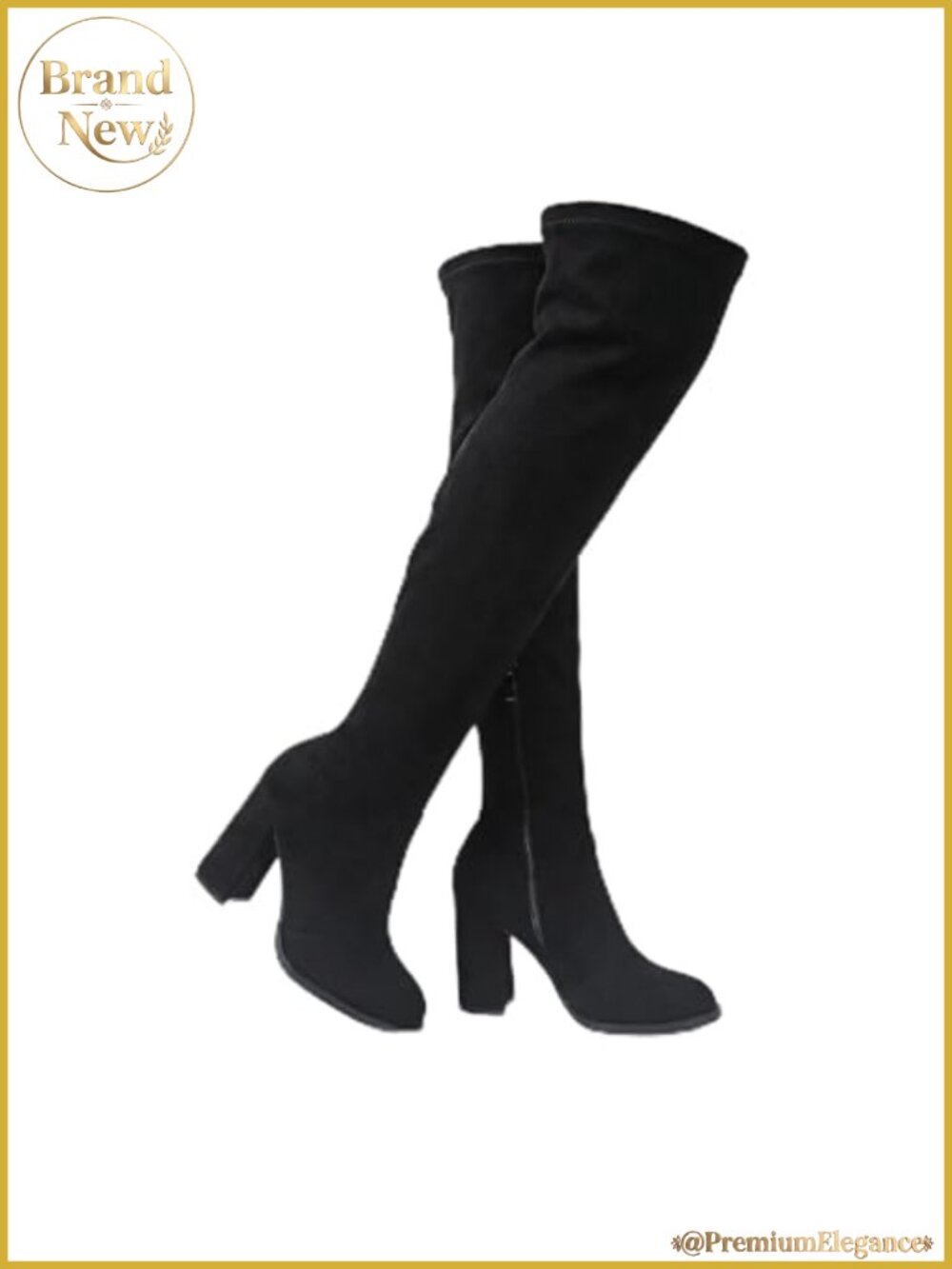 Faux Suede Over the Knee Boots Chunky Heel Side Zipper Tall